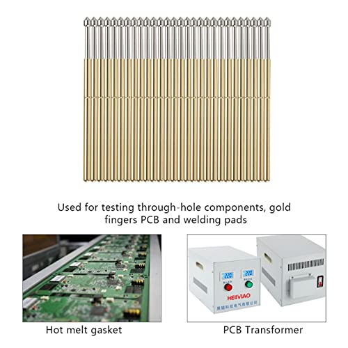 Image of 100PCS P100-E2 Spring Test Pins, 3A Spring Test Probe Pin Set, Brass 1.5mm Round Spring Test Probes, Conical Head Spring Probe Pin Replacement PCB Testing Tools
