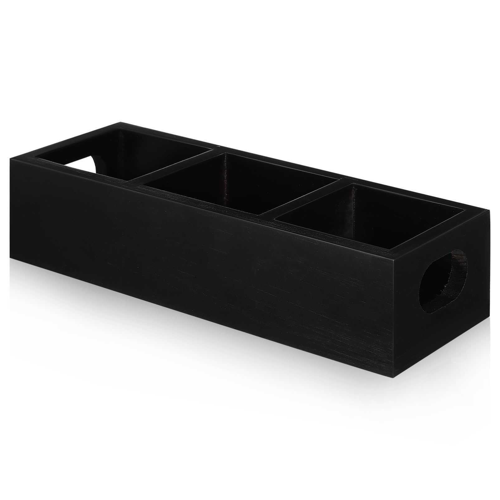 Boîte à thé en bois foncé à compartiments multiples pour l'organisation de la cuisine