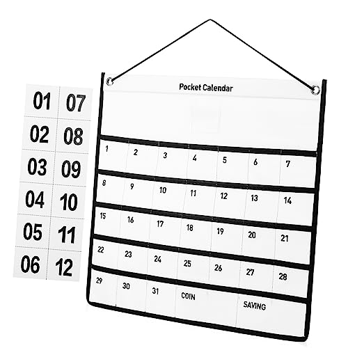 Unomor Calendar Wall Pocket Organizer Non Woven Fabric Storage Bag for Home Office Classroom Month Hanging Calendar Pocket for Easy Access to Medications Cards and Items