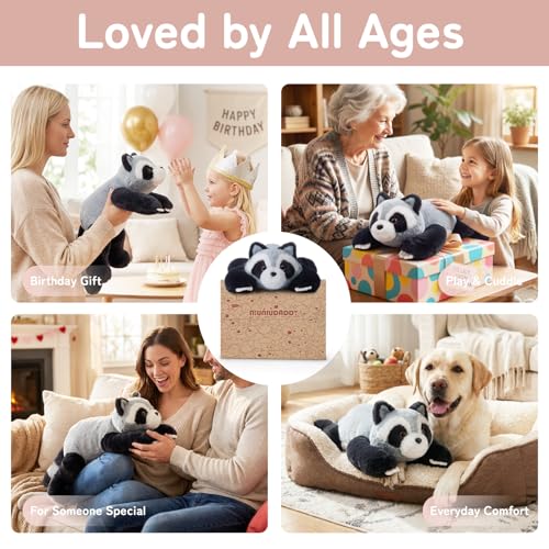 Image of Niuniu Daddy 25 inch 5lb Raccoon Weighted Stuffed Animal forKids and Adults, Soft Sensory Plush Body Pillow for Calming Support, Large Animal Toy for Everyday Comfort