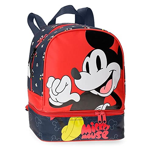 Disney Mickey Mouse Fashion Mochila Con Porta Merienda Multicolor 23X28X13 Cms Microfibra 8,37L