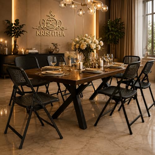 Image of Folding Metal Chair with Nylon Seat and Backrest for Home /Kitchen /Study Chair and Restaurant /Outdoor Chair (Black)