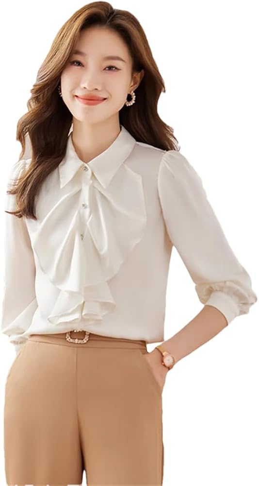 formal white blouses with ruffles