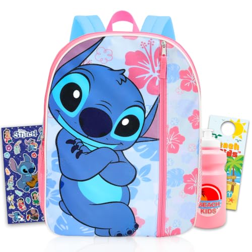 Disney Mochila Lilo and Stitch para meninas – Pacote com bolsa escolar de 41 cm, garrafa de água, adesivos, mais | Conjunto de mochila escolar Stitch para crianças