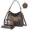 Handbags-for-Women-Large-Designer-Ladies-Hobo-bag-Bucket-Purse-Faux-Leather Realer Hobo Handbags Purses and Wallet Set for Women Shoulder Tote Bag with Adjustable Shoulder Strap Faux Leather