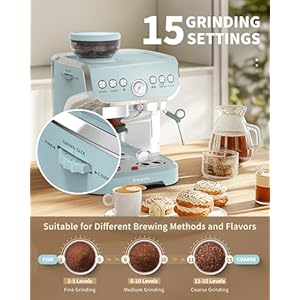 Amaste Espresso Machine with Grinder 15 Bar Espresso Machine with Steam Wand for Latte and Cappuccino 68Oz Water Tank Pre Infuse Brewing Espresso Coffee Maker for Home Use Barista Kit Blue