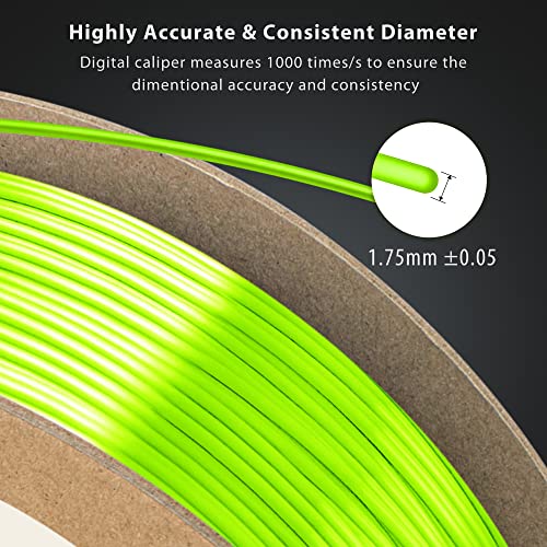 Image of DURAMIC 3D Silk Dual Color PLA Filament Shinny High Gloss Finish 1.75mm | 3D Printing Filament with Cardboard Spool,No-Tangling Neatly Wound Dimensional Accuracy 99% + /- 0.03mm 1KG Silk Neon Green