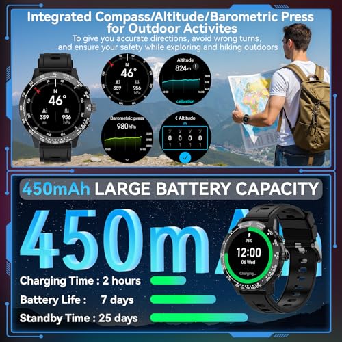Montre Connectée avec GPS, 1.508'' AMOLED Smartwatch pour Homme avec Appels Téléphonique, 170+ Modes Sportifs Surveillance Fréquence Cardiaque/Sommeil/SpO2 Écran Fitness Tracker pour iOS et Android – Image 6