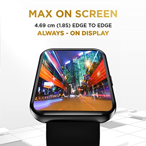 Image of GIZMORE Gizfit Blaze Max 1.85 inch IPS Display with 240 x 280 px | 450 NITS Brightness BT Calling Edge to Edge Display, Voice Assistance, Bluetooth Smartwatch (Black)