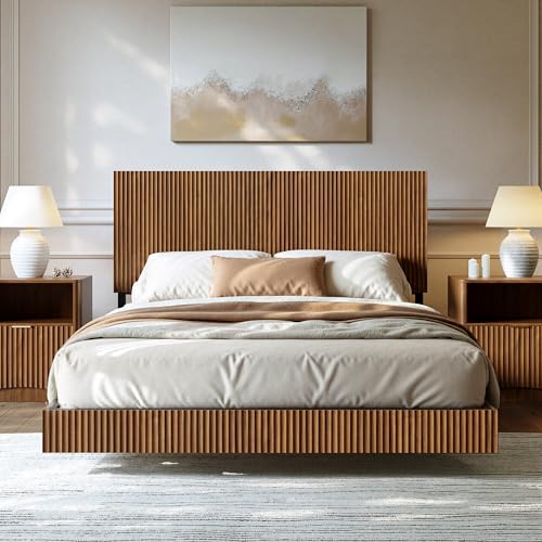 Evermagin Walnut Queen Floating Bed