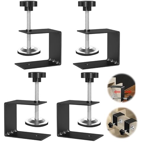 JEEJINYAN® 4 Pcs C Clamps, Drawer Front Installation Clamps, Cold-Rolled Steel Clamps for Woodworking, Can Be Used as Door Installation Tools and Cabinet Tools, Black Cover