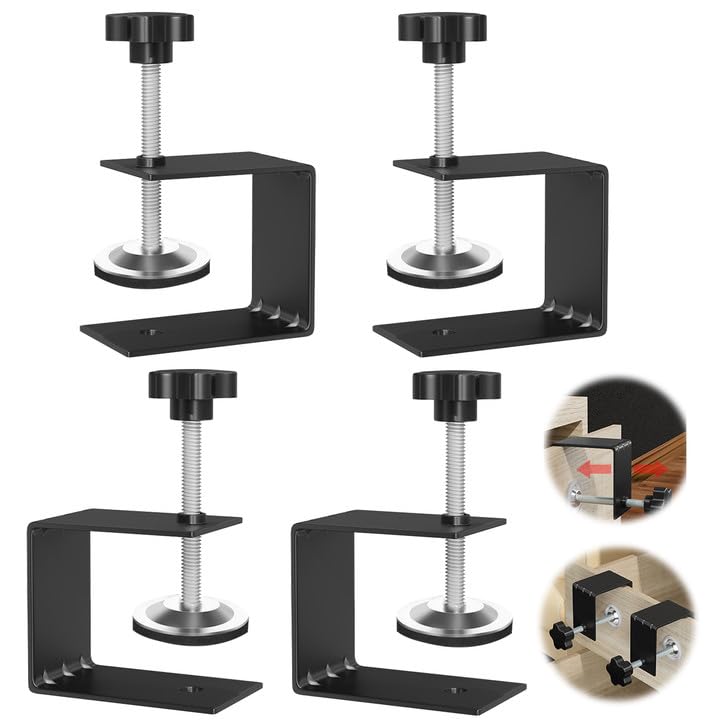 JEEJINYAN® 4 Pcs C Clamps, Drawer Front Installation Clamps, Cold-Rolled Steel Clamps for Woodworking, Can Be Used as Door Installation Tools and