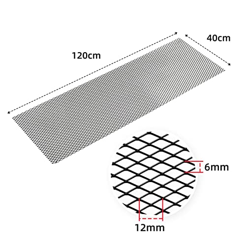 Image of AggAuto 47x16 inches Car Pickup Truck Grill Mesh Spoiler Bumper Vent Aluminum Alloy Automotive Grille Insert Air Intake Racing Rhombic Hole 6x12mm Black