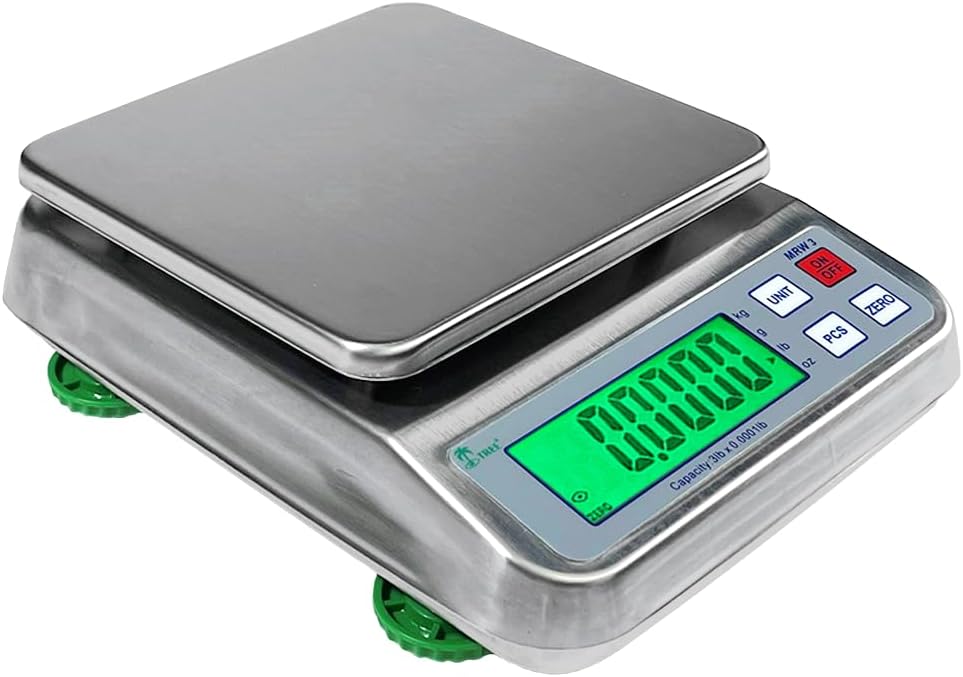 Tree MRW 15 Washdown Kitchen Scale 15lb x 0.0005lb, Stainless Steel, Clear LCD, Precision Cooking & Weighing, NSF Certified