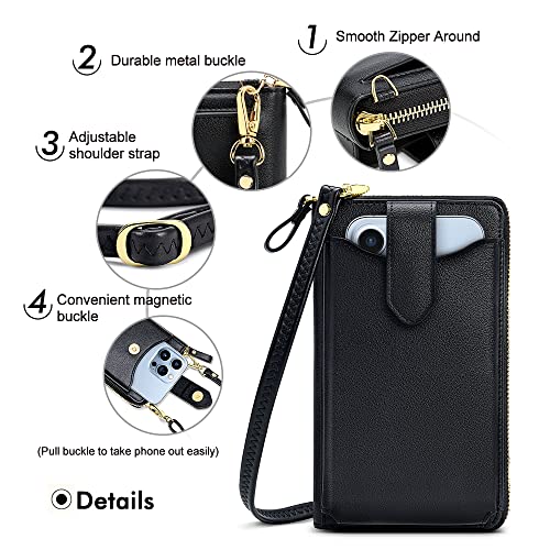 Peacocktion RFID Crossbody Wallet Purse for Women Small Travel Cell Phone Purses Trendy Vegan Leather Bags with Card Slots3