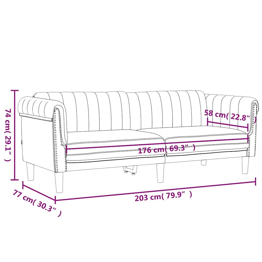 Divano 3 posti Velluto Blu | Comoda seduta imbottita, gambe robuste, design moderno, capacità 110 kg per sedile