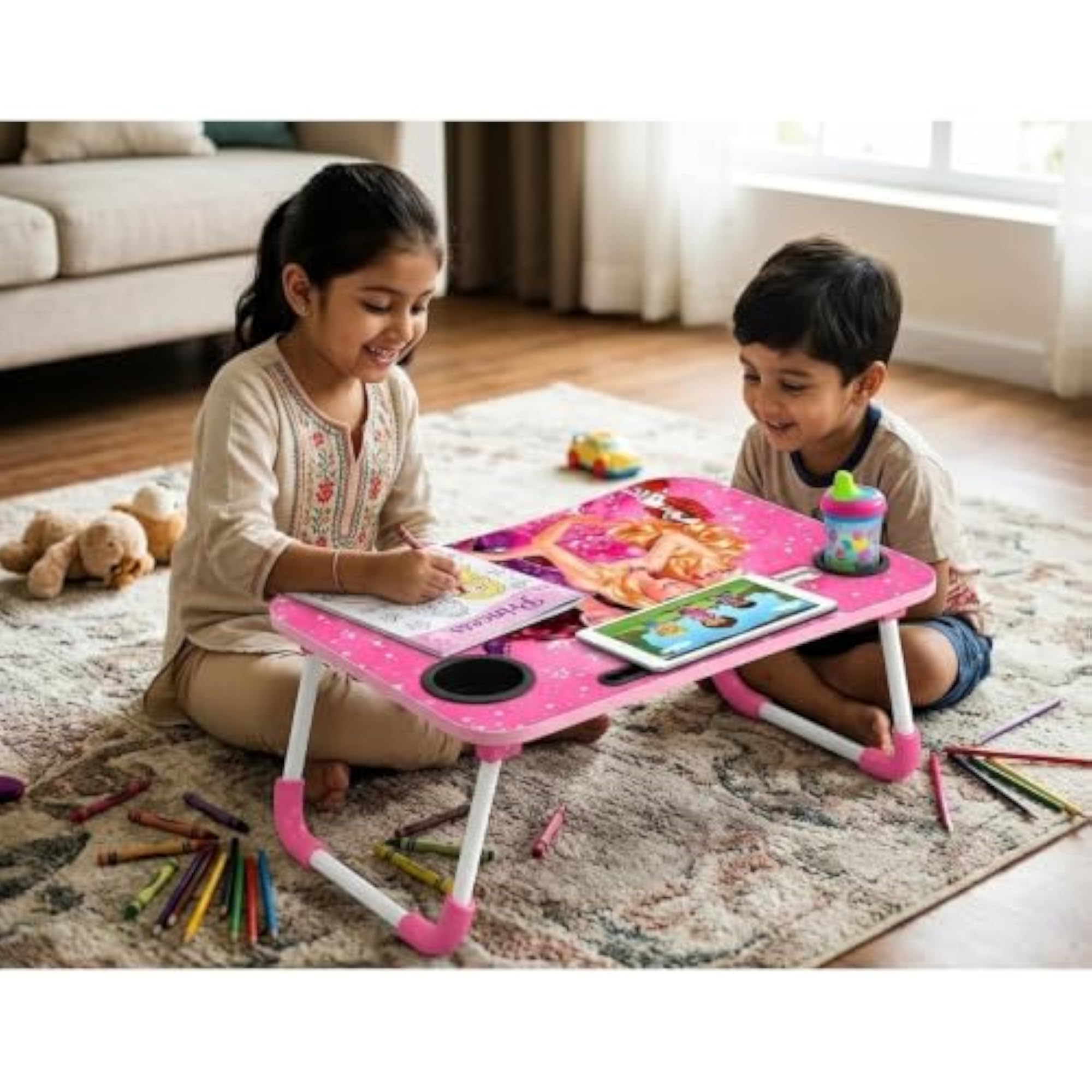 Foldable Laptop Bed Tray Table with Cup Holder