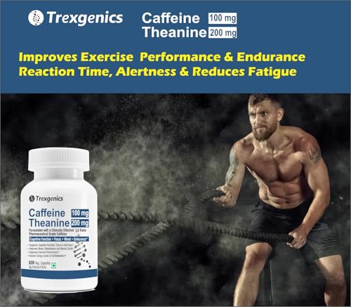 Image of Trexgenics L-THEANINE 200 mg, CAFFEINE 100 mg Cognitive Function, Refresh, Focus, Mood, Endurance Support (Theanine 200mg + Caffeine 100mg (60 Veg Caps))