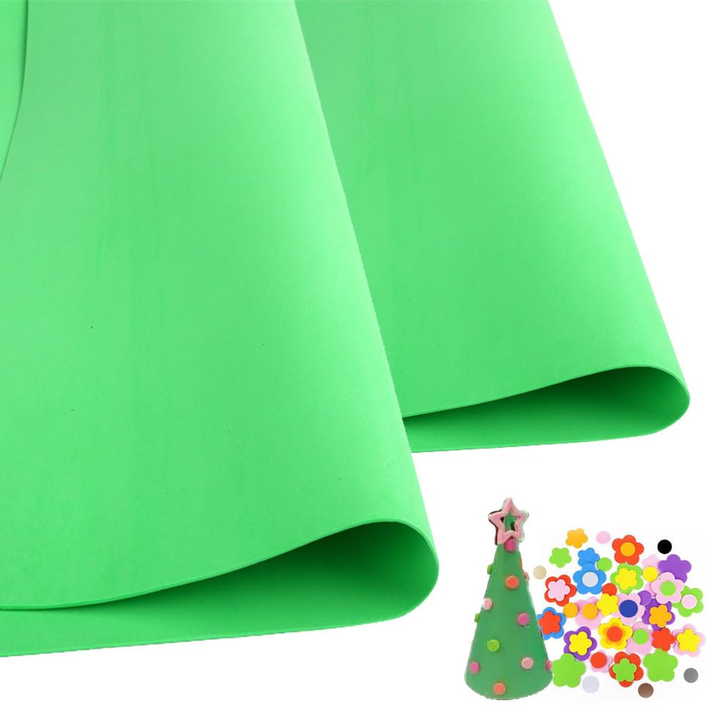 10Pcs Bright Green Eva Foam Sheets Cosplay EVA Foam 1mm Thick 50cm*50cm EVA Foam Papers for Arts Crafts DIY Project