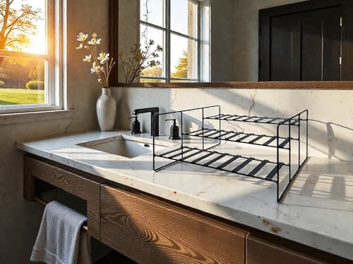 Image of Metal Kitchen 3-Tier Step Spice Bottle Rack Organiser