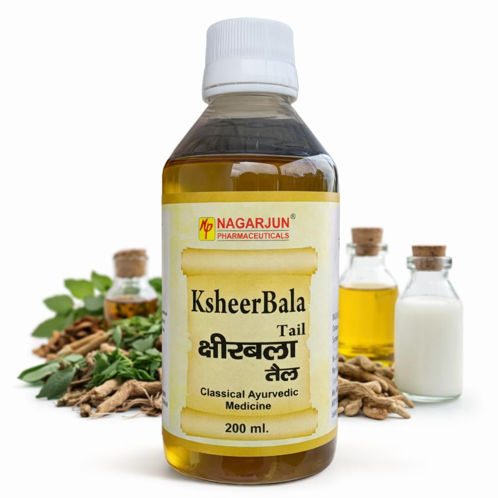 Nagarjun Ksheerabala Thailam (oil) - Panchkarma Oil - 200 ml | Nervine Stimulant Massage Oil | | For Relaxation and Sleep | Destress, Rejuvenate & Relax |-image-42