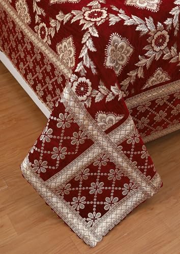 Image of Luxury Velvet Bedsheet King Size Luxury Bed Sheet 90 inch x 100 inch Ultra Soft, Cozy & Warm Bedding for Bedroom Hypoallergenic & Elegant Velvet Texture (Maroon)