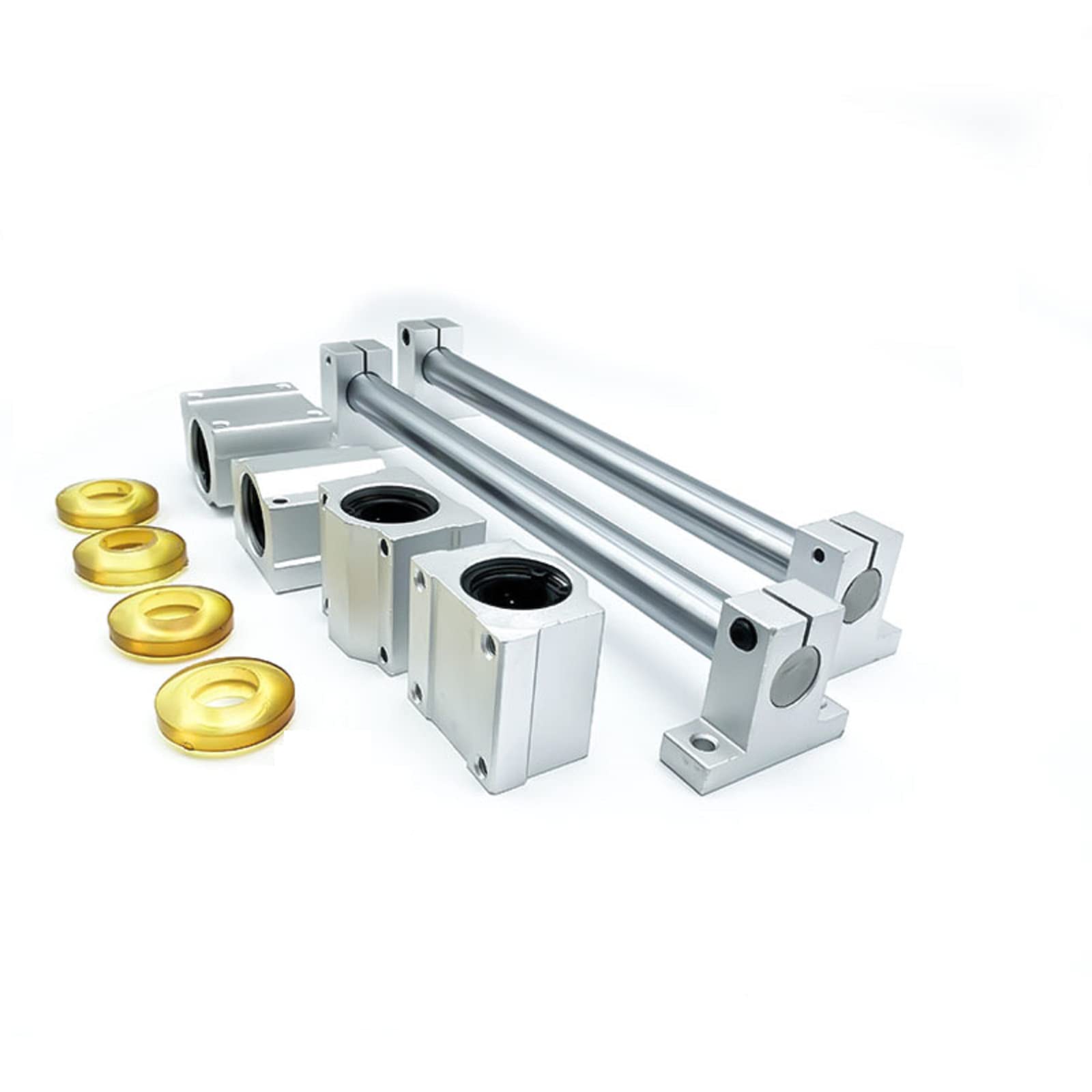Coavoo 12mm Chrome Linear Rod L 40.16 inch /1020mm + Block Bearings SCS12UU + Aluminum Rail Support SK12, 12mm Smooth Steel Linear Motion Rail Shaft Guide Set Kit with Anti-Collision Rubber Ring
