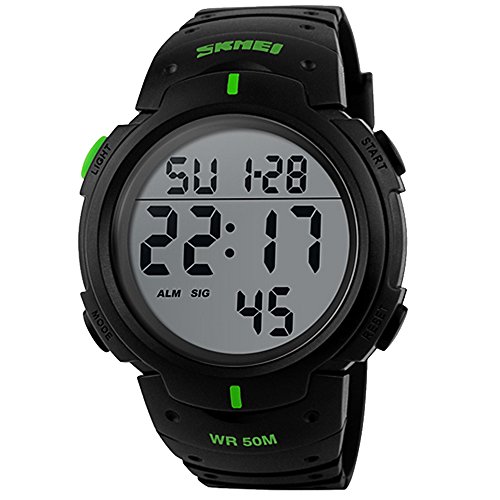 Preisvergleich Produktbild Gosear Männer Wasserdicht Digital Multi-Funktions Im freien Sport Laufen Elektronische Armbanduhr Grün