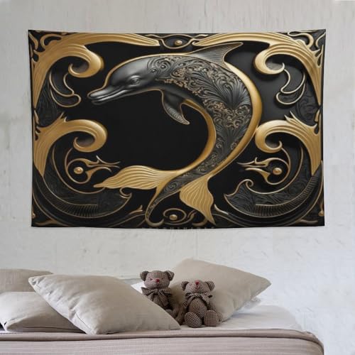Tapisserie murale dauphin créez une ambiance évasion marine dans votre grand salon
