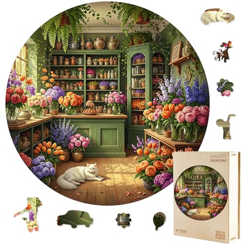Jollitot Colorful Flower Shop Puzzles Adults Gifts Wooden 200 Pieces 11.8 * 11.8in