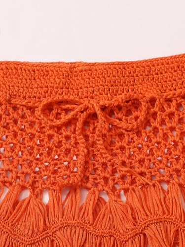 Image of Floerns Women's Bathing Suit Tie Waist Crochet Beach Cover Up Skirt