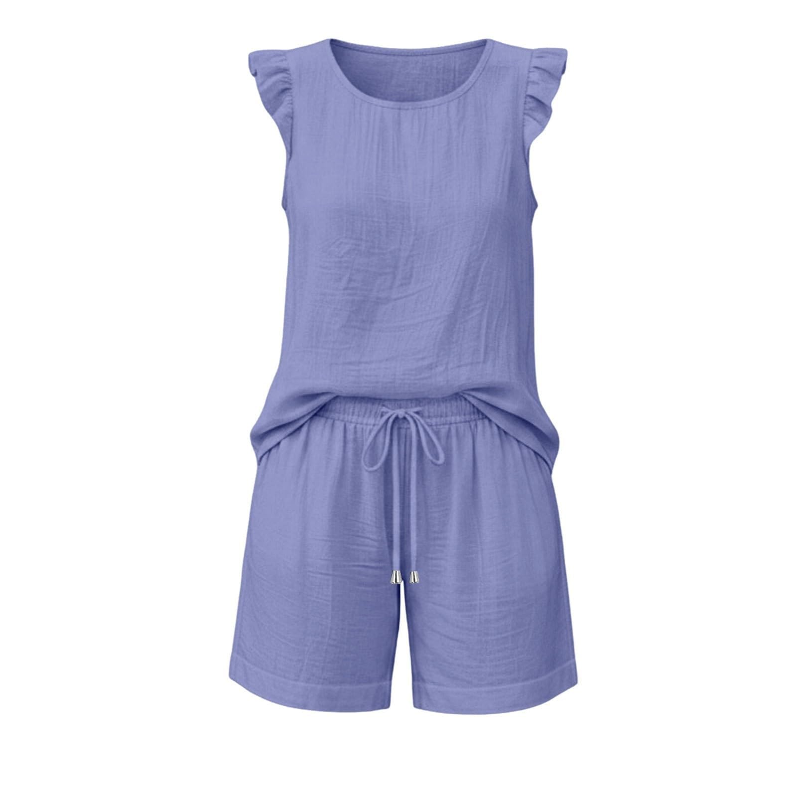 Generisch Eleganti pantaloncini a maniche corte per tutti i giorni, abbigliamento casual, abbigliamento traspirante per temperature calde, stile senza uomo, set leggero, perfetto da abbinare senza