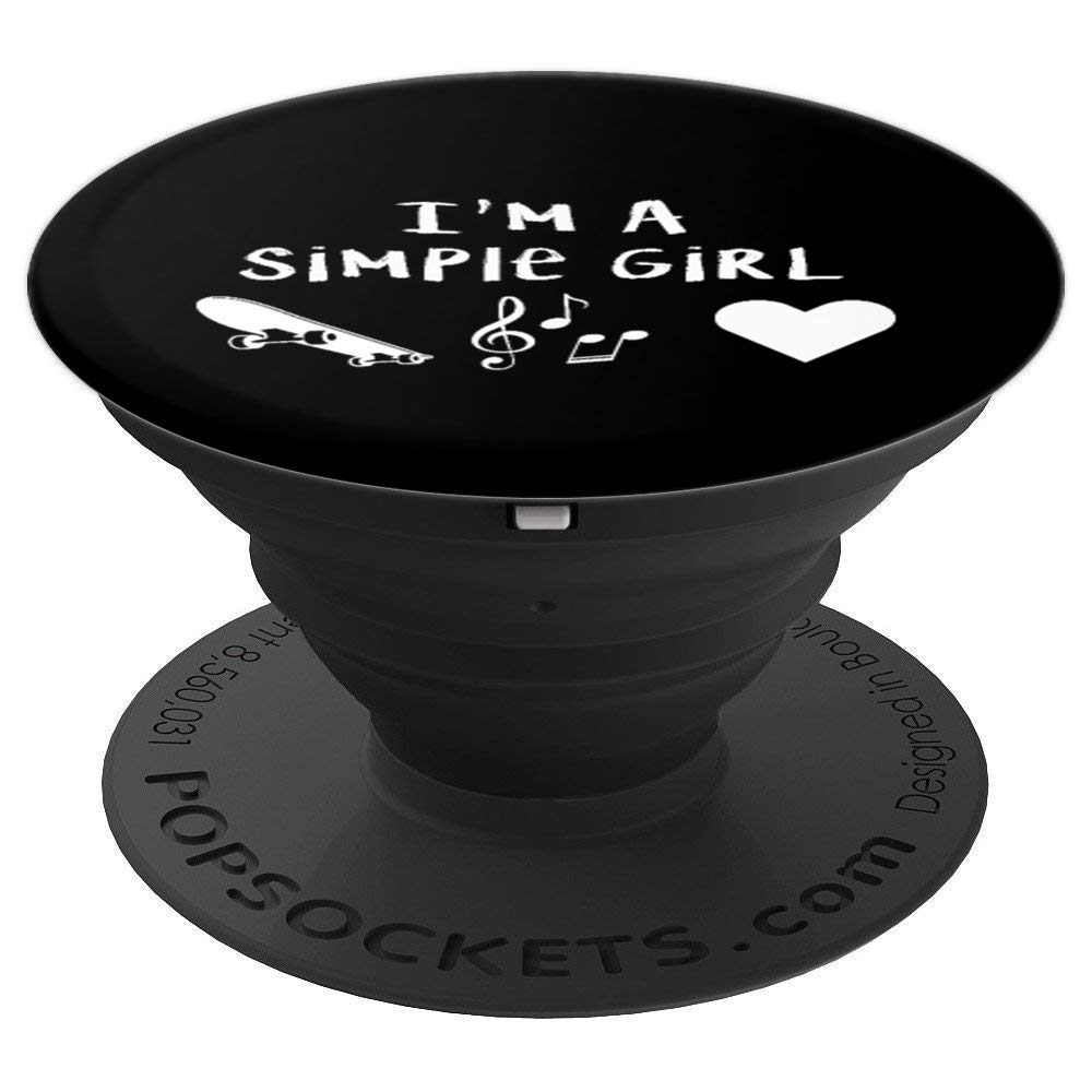 Simple Girl Skateboard Gift Skateboarder Gifts Skater Gifts PopSockets PopGrip: Swappable Grip for Phones & Tablets