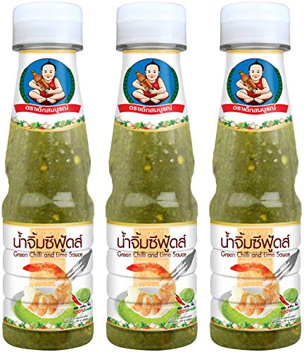 Image of Healthy Boy Seafood Dipping Sauce (Green Chili & Lime) 6 Ounces, Product of Thailand (Pack of 3)