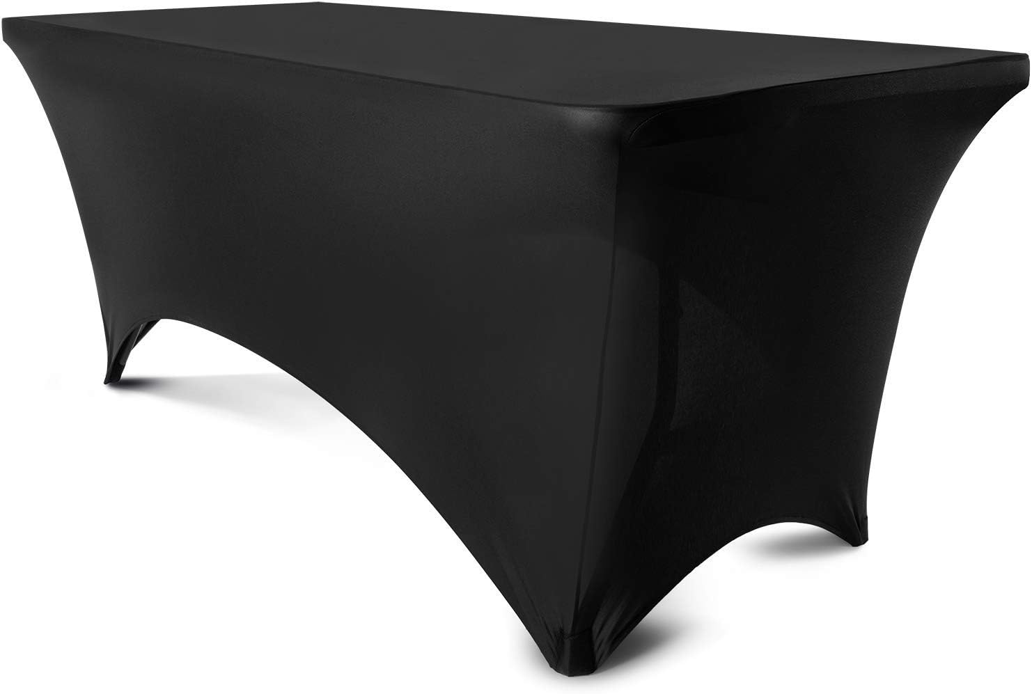 1 ents Horizon Table Covers for 6 Foot Tables | Spandex, Fitted Table Covers | 6ft Tablecloth for Catering or Banquet Events | Stretch Table Cover or Latch Bed Cover | 2-Pack Black…