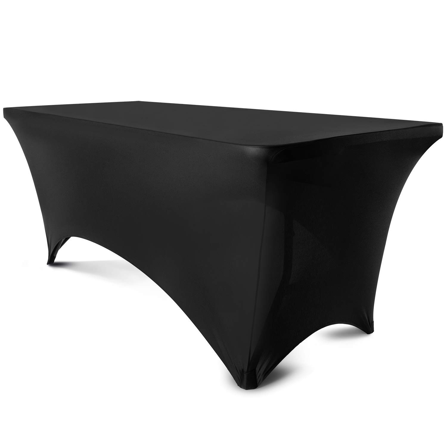 1 ents Horizon Table Covers for 6 Foot Tables | Spandex, Fitted Table Covers | 6ft Tablecloth for Catering or Banquet Events | Stretch Table Cover or Latch Bed Cover | 2-Pack Black…