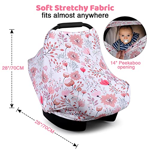 Image of Rquite All-in-1 Car Seat Cover Baby, Carseat Covers for Girl Boy, Stretchy Soft Infant Car Seat Cover, Multi-use Baby Carrier Cover, Car Seat Canopy, Stroller Sun Shade, Nursing Breastfeeding Cover
