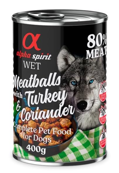 Alpha Spirit Albóndigas Comida Húmeda 6 latas x 400GR (ALBÓNDIGAS DE Pavo Y Cilantro)