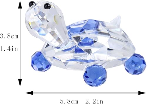 Vista 3 de H&D HYALINE & DORA Figura decorativa de tortuga de cristal azul con pisapapeles para centro de mesa Azul,Pájaro 2*,Perro,Caballo,Transparente 1*