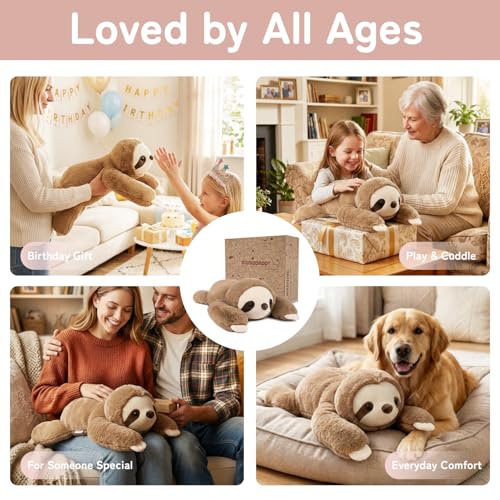 Image of Niuniu Daddy 20 inch | 3.3 Pound Weighted Sloth Stuffed Animal Plushie for Adults & Kids, Large Weighted Lap Pillow for Comfort, Soft Sensory Stuffy Toy as Gift for Holidays