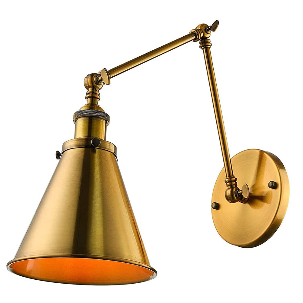 Lampy ścienne, E27 przemysłowe metalowe oświetlenie ścienne stożkowe lampa abażur z regulowanym ramieniem dekoracja ścienna oprawa oświetleniowa twarda przewodowa do baru magazynu korytarza lampa ścienna