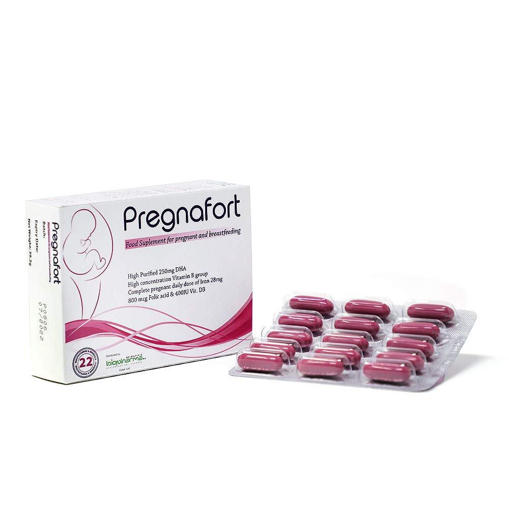 BS2 PREGNAFORT complete Multivitamins, Minerals & Omega for Before, During, and Post Pregnancy & Breastfeeding, 30 Capsules. Biopharma SA.
