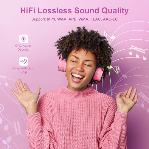 Image of SWOFY 64GB MP3 Player with Bluetooth 5.3, 2.4-Inch Full Touch Screen, Portable Lossless Sound Music Player with HD Speaker, MP3 with FM Radio Recording e-Book, Record, Earphone Included-Pink