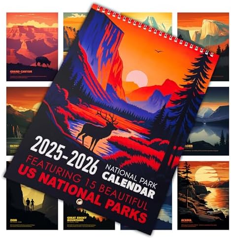 National Parks Calendar 2026 - Illustrated Wall Calendar Featuring 15