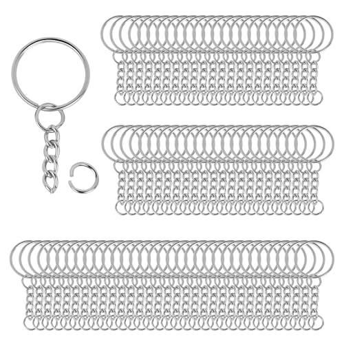 110 Stück Schlüsselanhängerringe und 110 Stück offene Binderinge aus Metall (25 mm) für Bastelarbeiten, Schmuckherstellung, Schlüsselanhängerherstellung