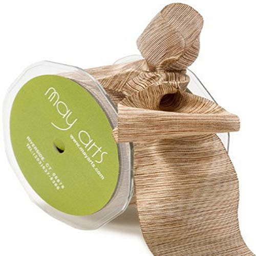 May Arts 5/8-Inch Wide Ribbon, Brown and Antique Gold Two Tone