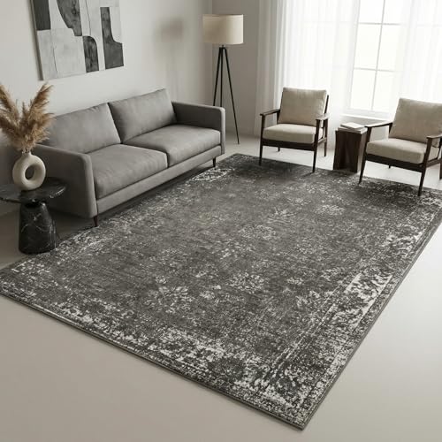 Unique Loom Sofia Collection Area Rug - Casino (10' x 14' 1" Rectangle, Dark Gray/ Ivory)