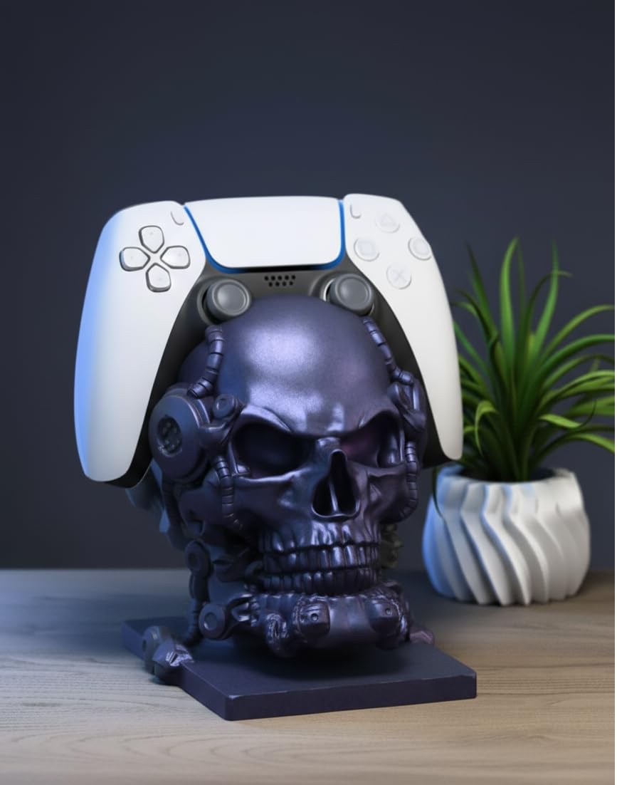 KyneteCraft 3D Printed Robo Skull Controller Stand – Futuristic Mech Design for Gamers, Functional Art for Holding Gamepads, Adds a Bold Tech Edge to Your Setup (Burnt Titanium)-image-48