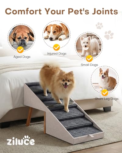 Image of Split Ottoman Dog Ramp for Bed and Couch, 21.06 inch H Non Slip Dog Stairs