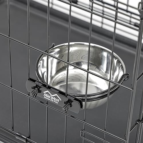 MidWest Homes for Pets Snap'y Fit Futternapf oder Wassernapf aus Edelstahl, 1,9 ml, Befestigung an Gitterbox, kippfreies Design, rostfrei, für große Hunde und Katzen